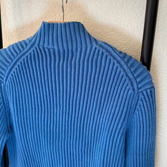 Vintage Gap Cobalt Blue Thick Cotton Rib Knit Mock Neck Sweater - Picture 4 of 9